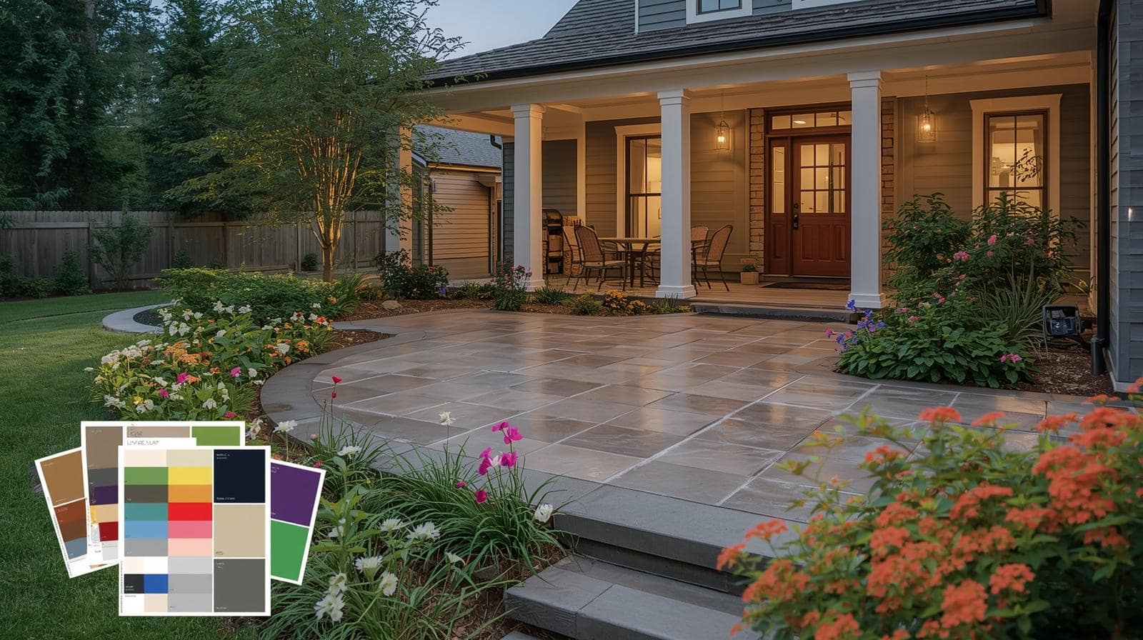 matching patio coatings with landscaping and home colors