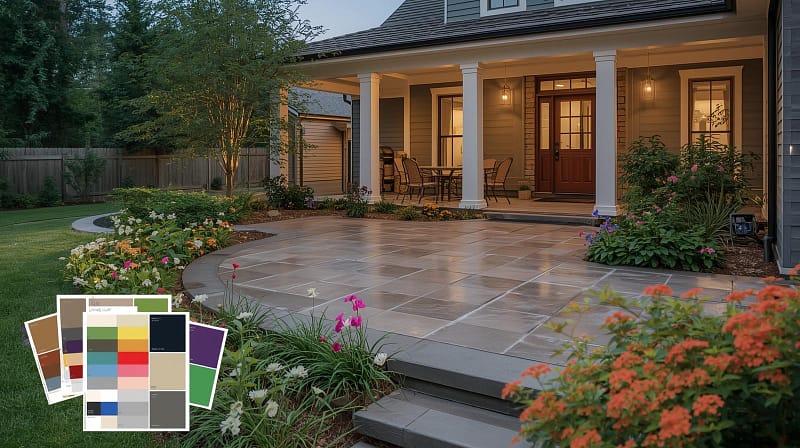 matching patio coatings with landscaping and home colors