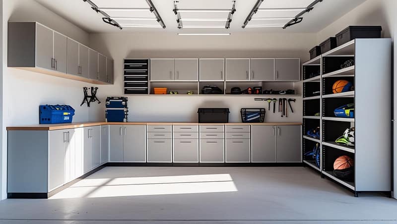 garage cabinets vs open shelving